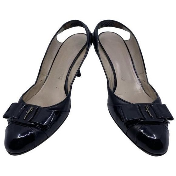 Salvatore Ferragamo Black Mara Bow Pumps Size Us - Picture 1 of 11